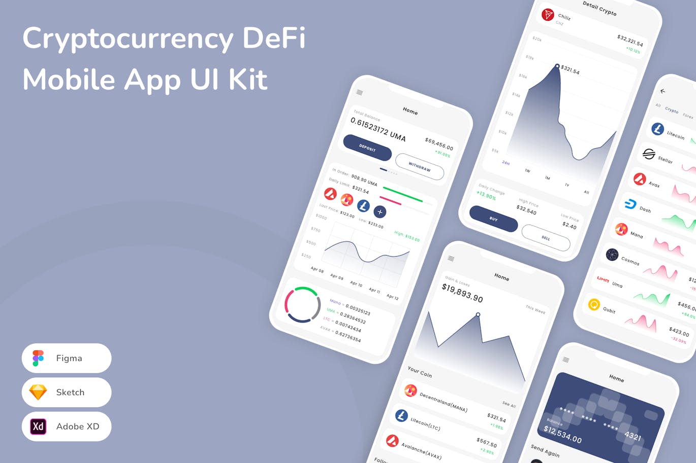 加密货币 DeFi 移动应用  App UI Kit (SKETCH,FIG,XD)