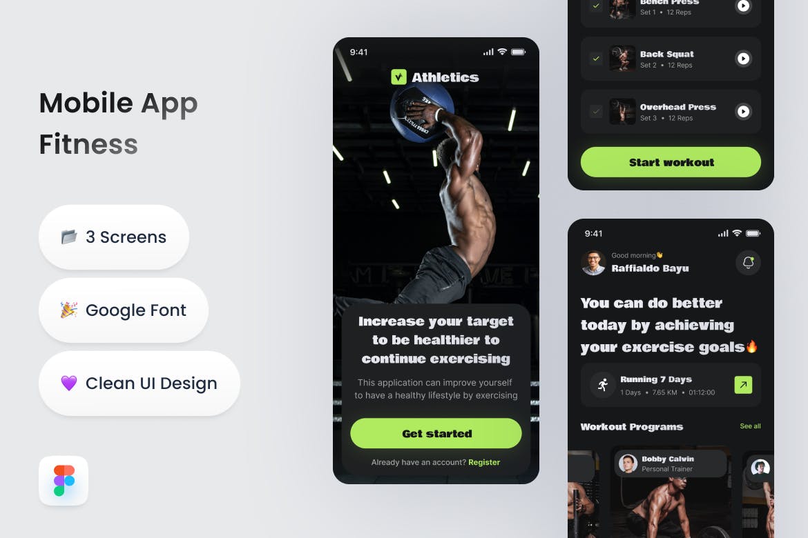 移动应用健身 App UI Kit (FIG)