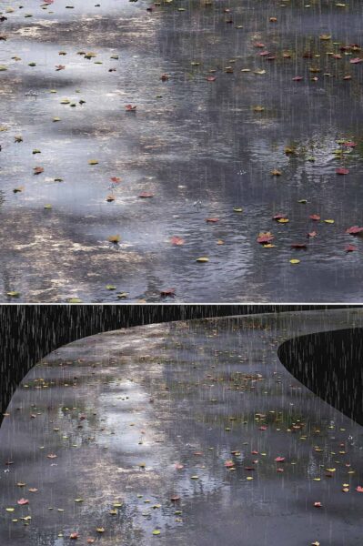 雨天有水坑和落叶的道路3D模型（OBJ,MAX）