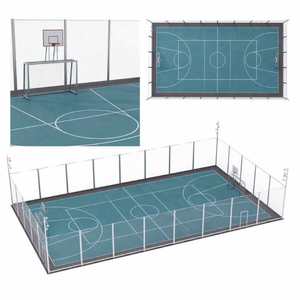 带围栏的室外篮球场3D模型（FBX,MAX）