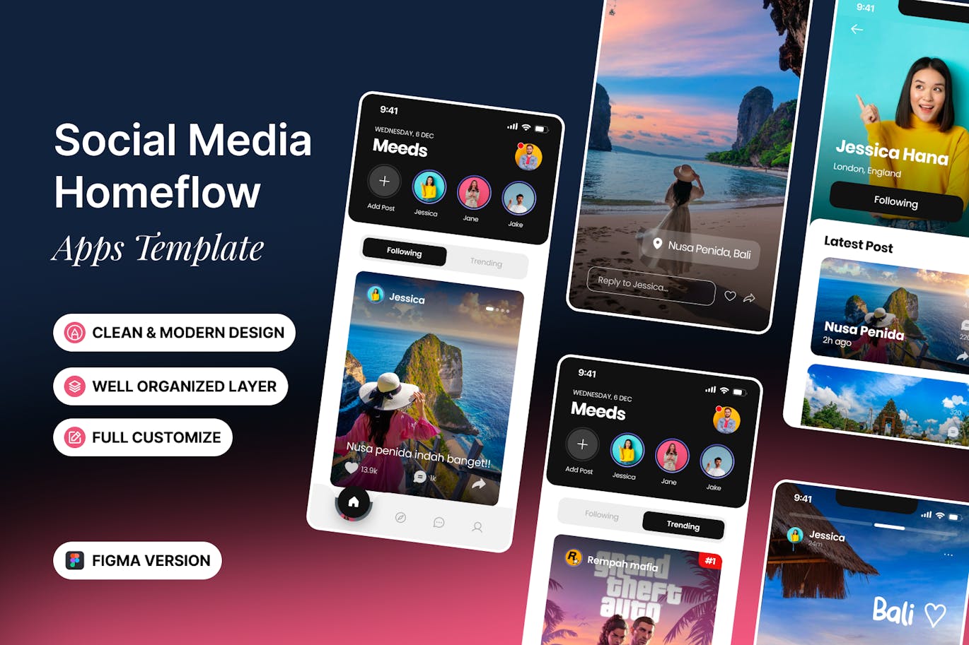 社交媒体 Homeflow – 应用 App UI Kit (FIG)