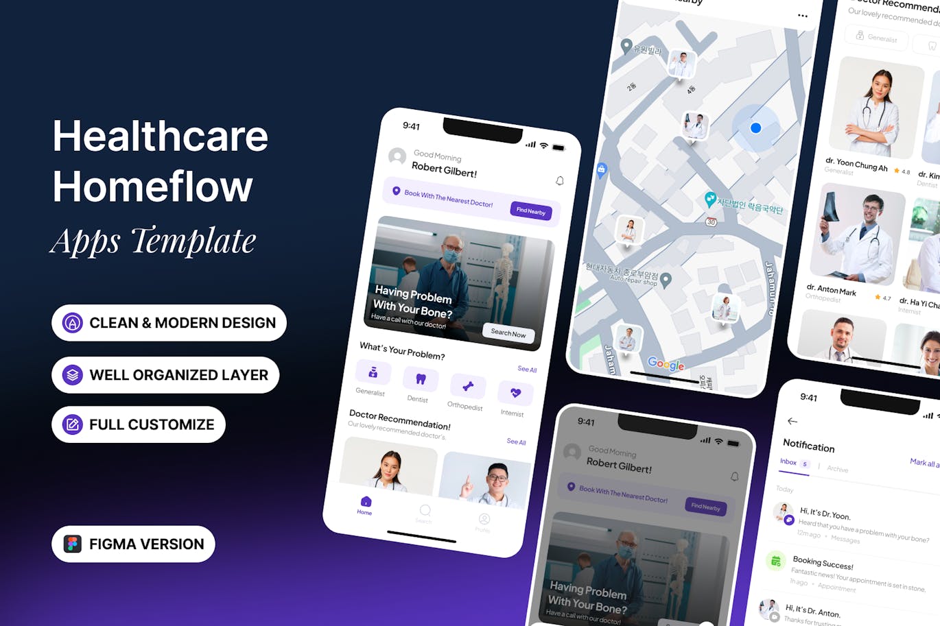 医疗保健 Homeflow – 应用 App UI Kit (FIG)
