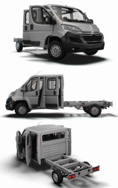 带内饰的2023款雪铁龙Citroen Jumper CrCab 3800WB卡车3D模型（OBJ,FBX,MAX,LWO,C4D）