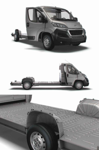 带内饰的2023款标致Peugeot Boxer 3540 L4 PlatformCab卡车3D模型（OBJ,FBX,MAX,LWO,C4D）