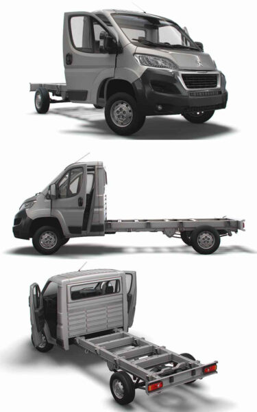 带内饰的2023标致Peugeot Boxer SCab 3800WB卡车3D模型（OBJ,FBX,MAX,LWO,C4D）