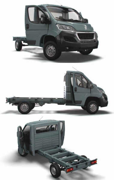 带内饰的2023标致Peugeot Boxer SCab 3450WB卡车3D模型（OBJ,FBX,MAX,LWO,C4D）