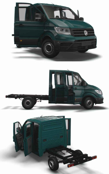 带内饰的2023款大众VW Crafter DoubleCab L1卡车3D模型（OBJ,FBX,MAX,LWO,C4D）