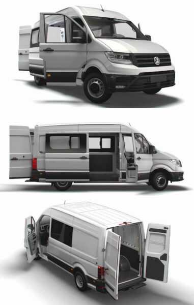 带内饰的2023款大众VW Crafter Combi L2H2货车 汽车3D模型（OBJ,FBX,MAX,LWO,C4D）