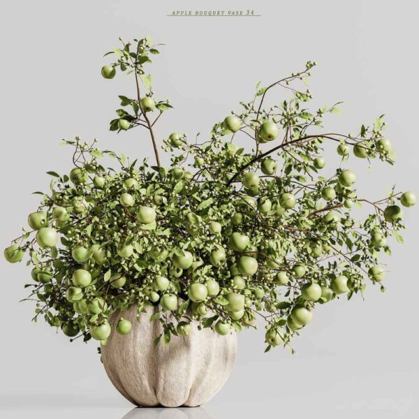 装饰花瓶中的苹果树枝条 枝叶 苹果3D模型（OBJ,FBX,MAX）