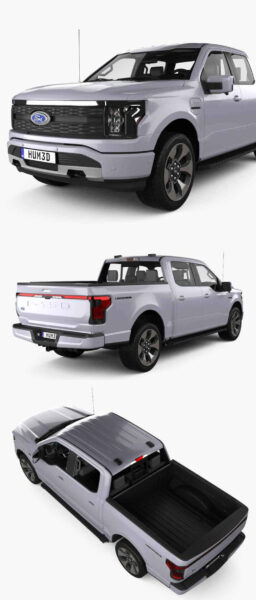 2021款福特Ford F-150 5.5ft铂金版皮卡车 汽车3D模型（OBJ,FBX,MAX）