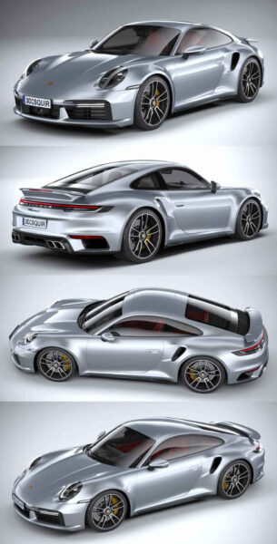 2021保时捷Porsche 911 Turbo S跑车 汽车3D模型（OBJ,FBX,MAX）