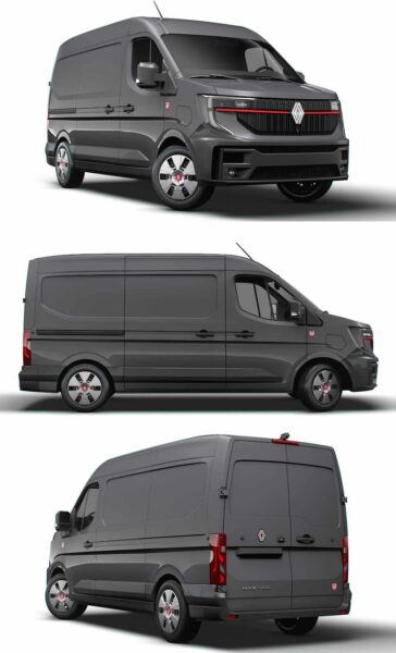 2024款雷诺Renault Master E-TECH L2H2红色版电动厢式货车 汽车3D模型（OBJ,FBX,MAX,LWO,C4D）