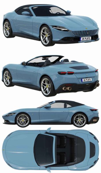 法拉利Ferrari Roma Spider跑车 汽车3D模型（OBJ,FBX,MAX）