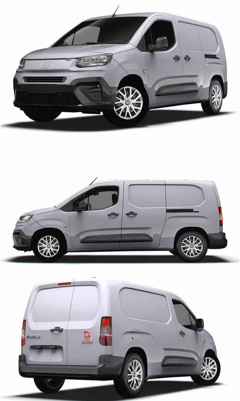 2024款菲亚特Fiat E Doblo Van LWB电动MPV汽车3D模型（OBJ,FBX,MAX,LWO,C4D）