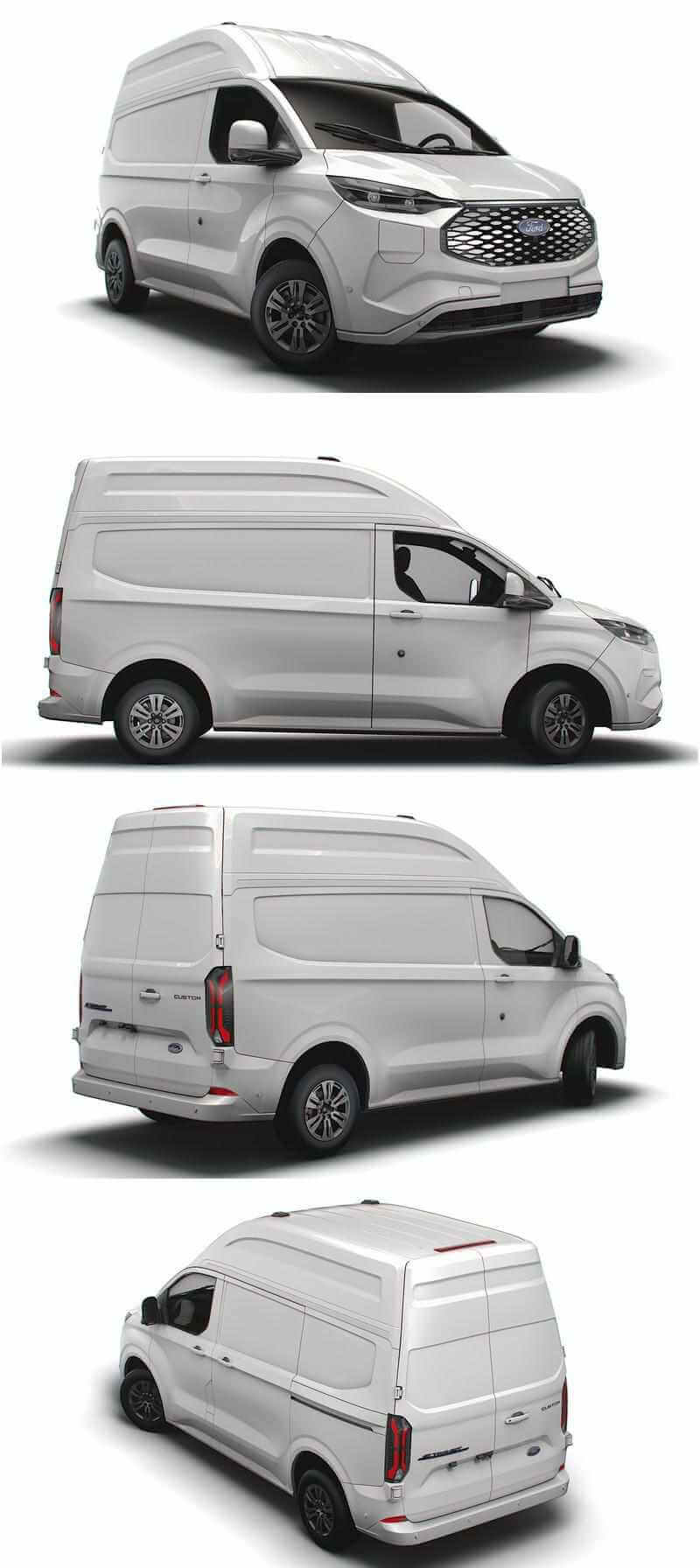2023款福特Ford E Transit Custom L1H2电动面包车 汽车3D模型（OBJ,FBX,MAX,LWO,C4D）