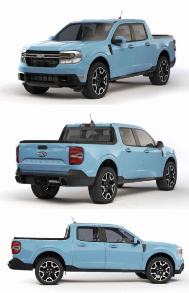 2022款福特Ford Maverick Lariat皮卡车 汽车3D模型（OBJ,FBX,MAX）