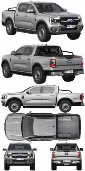 2023款福特Ford Ranger XLT皮卡车 汽车3D模型（OBJ,FBX,MAX）