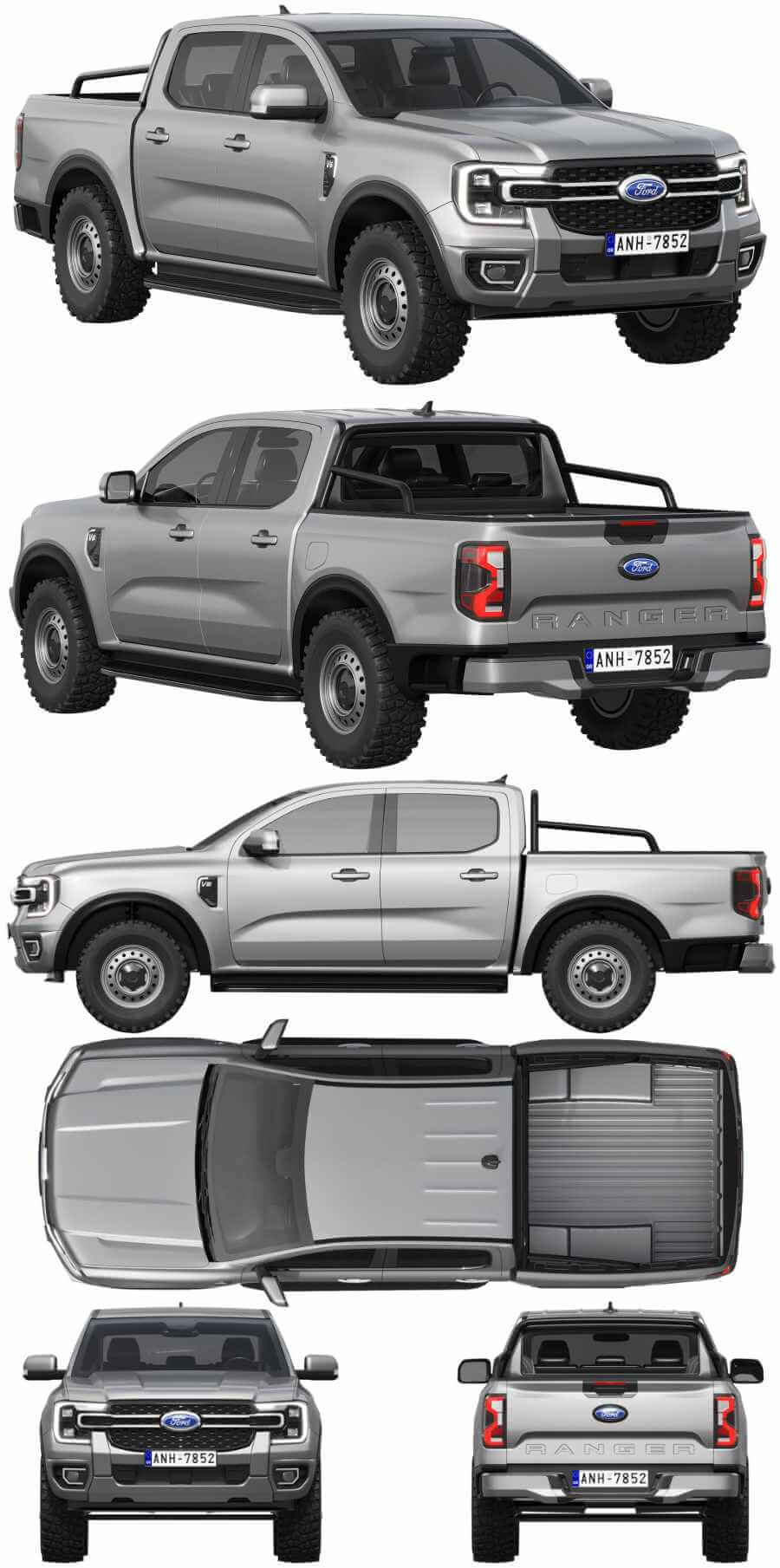 2023款福特Ford Ranger XLT皮卡车 汽车3D模型（OBJ,FBX,MAX）