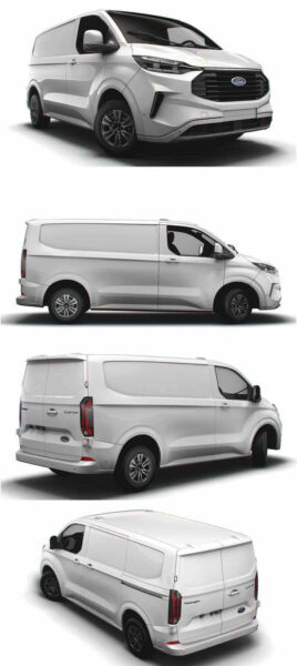 2023款福特Ford Transit Custom Limited L1H1面包车 汽车3D模型（OBJ,FBX,MAX,LWO,C4D）