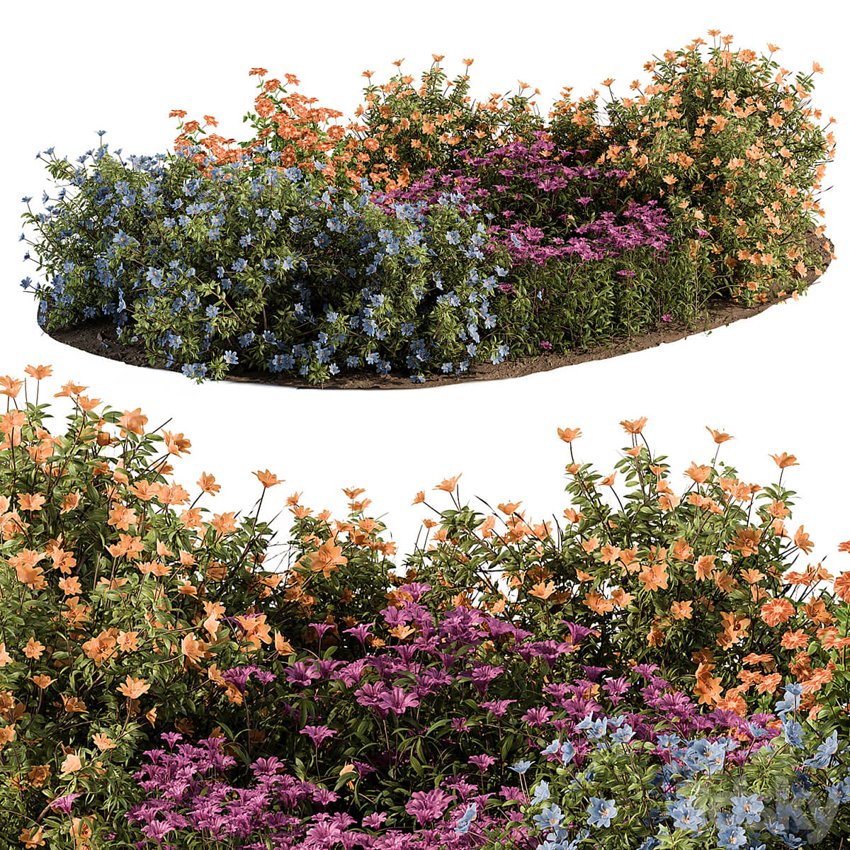 花园花丛景观3D模型（OBJ,MAX）