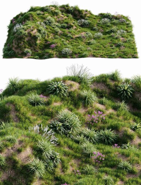 斜坡上的草 草地 草坪3D模型（OBJ,MAX）
