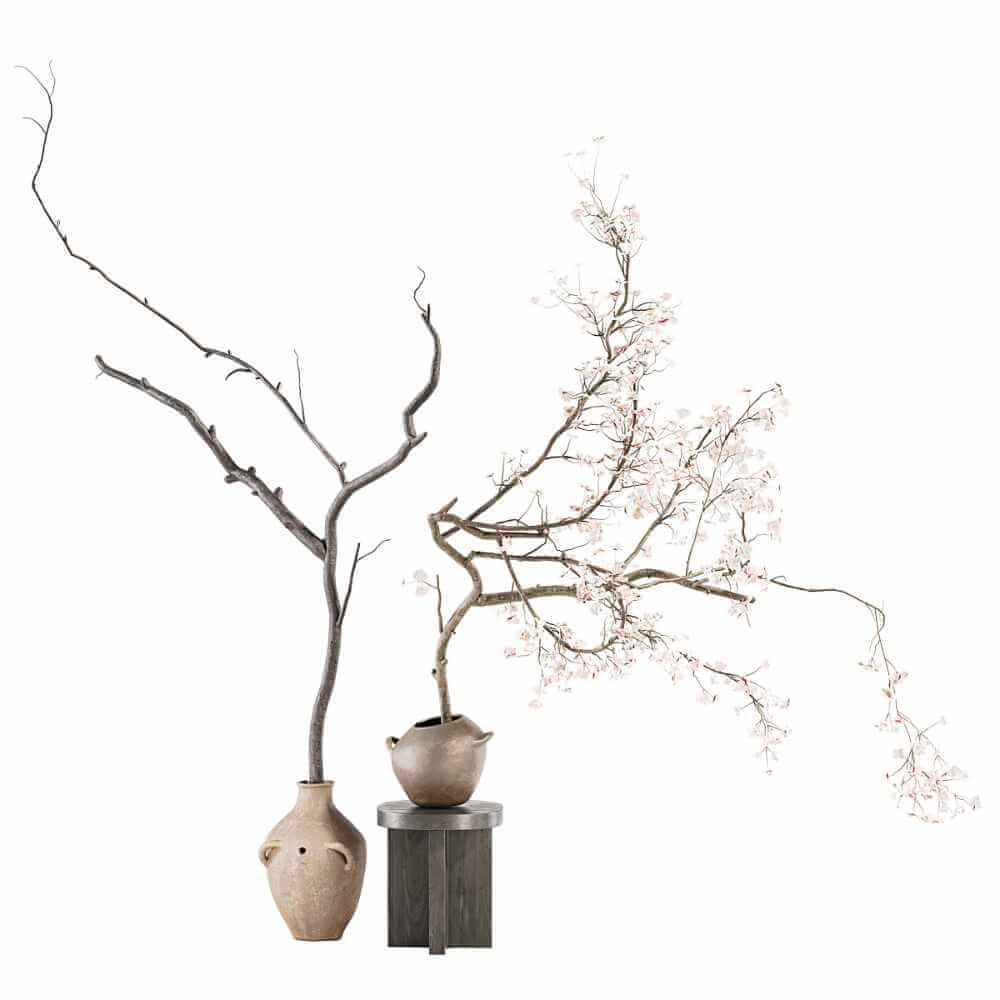 陶罐中的花枝3D模型（OBJ,MAX）