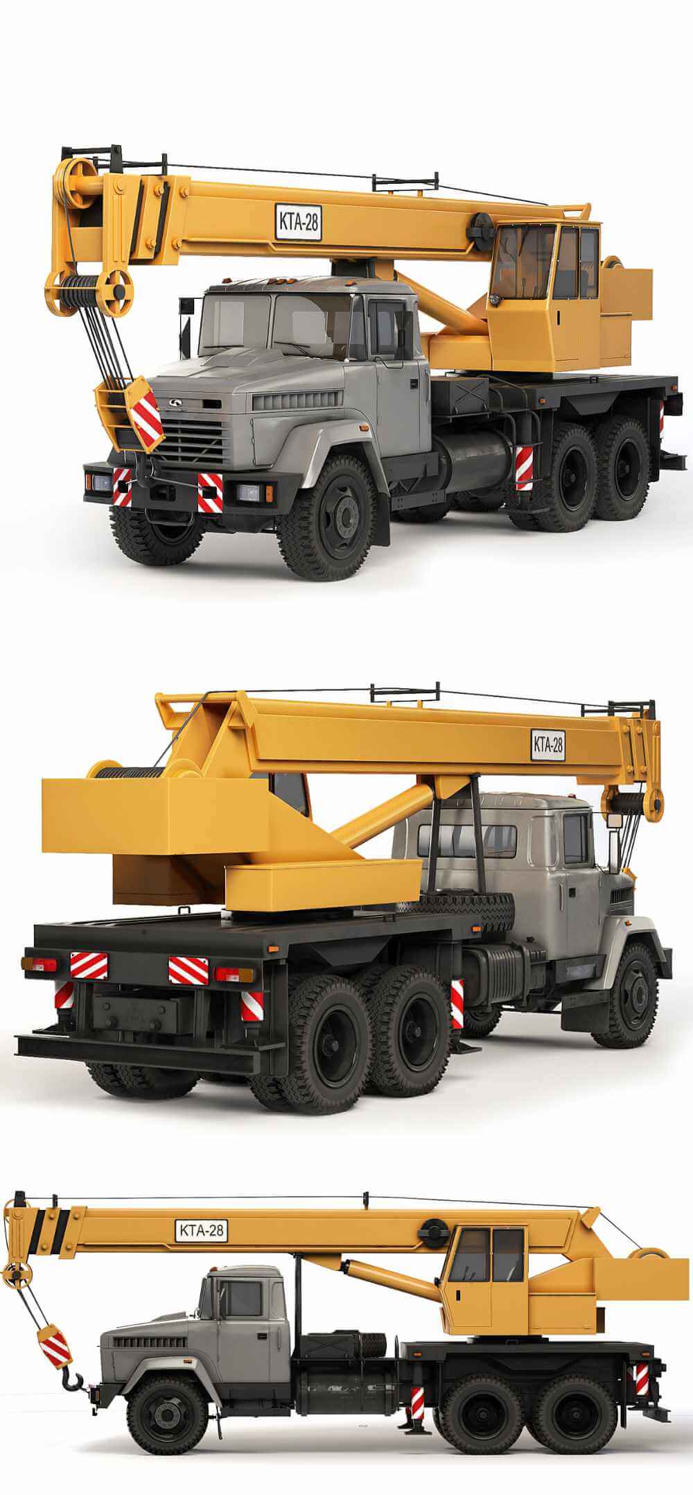 2008 KrAZ-65053 KTA-28液压汽车起重机3D模型（OBJ,FBX,MAX）
