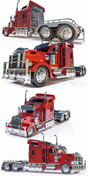 Kenworth W900长头卡车3D模型（OBJ,FBX,MAX）