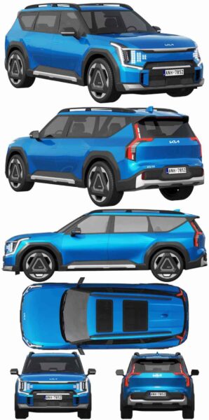 Kia EV9 GT Line SUV汽车3D模型（OBJ,FBX,MAX）