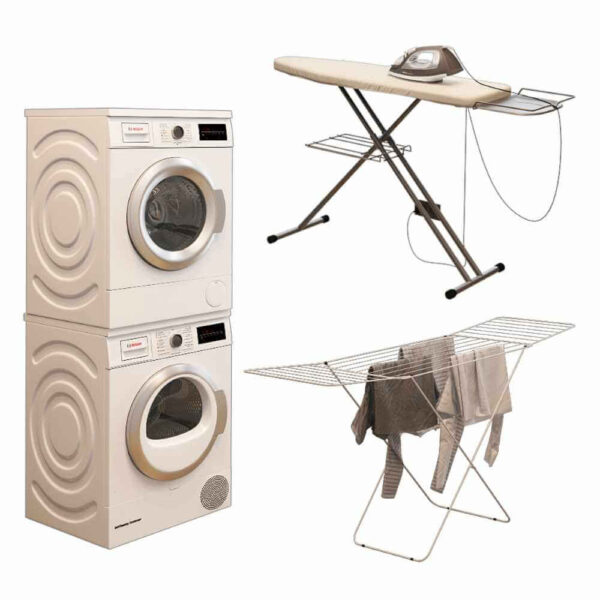 洗衣机 干衣机 熨斗和烫衣板3D模型（FBX,MAX）