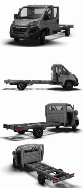 带内饰的2023 Opel Movano Chassis SCab 4035WBXL卡车3D模型（OBJ,FBX,MAX,LWO,C4D）