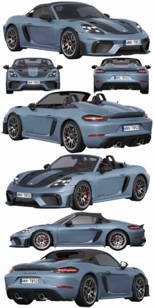 2024款保时捷Porsche 718 Spyder RS跑车 汽车3D模型（OBJ,FBX,MAX）