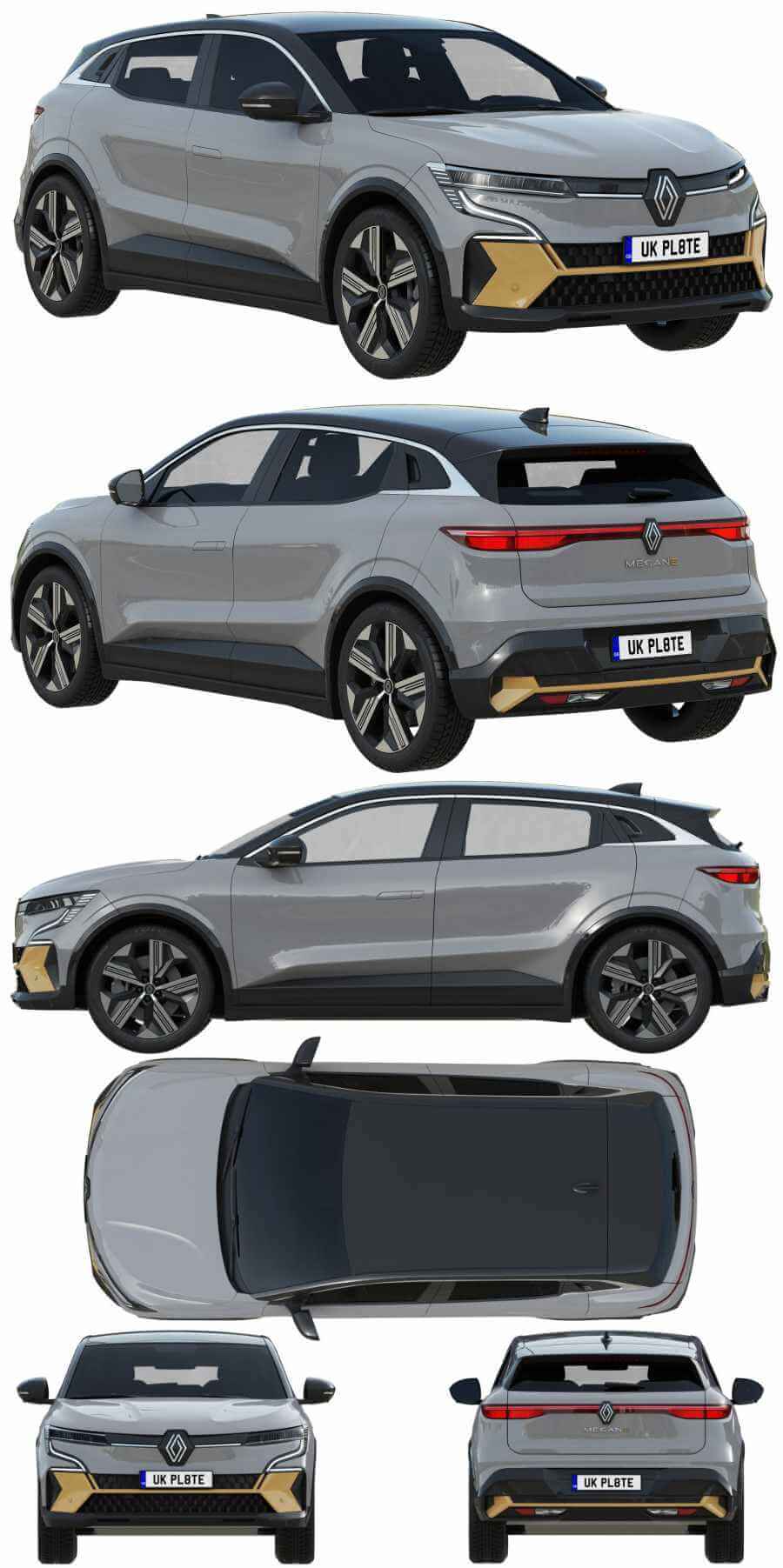 雷诺Renault Megane E-Tech电动汽车3D模型（OBJ,FBX,MAX）