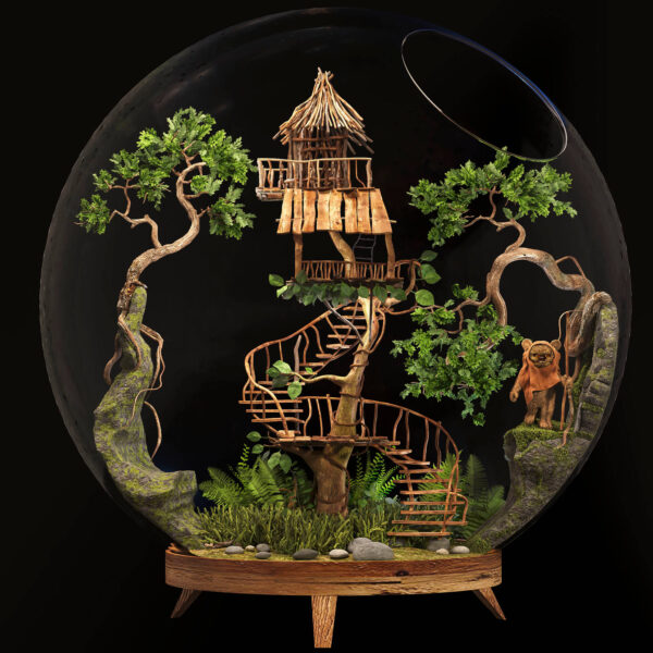 玻璃球中的花艺 植物景观 盆景3D模型（FBX,MAX）