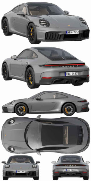 2025款保时捷Porsche Carrera 911 GTS跑车 汽车3D模型（OBJ,FBX,MAX）