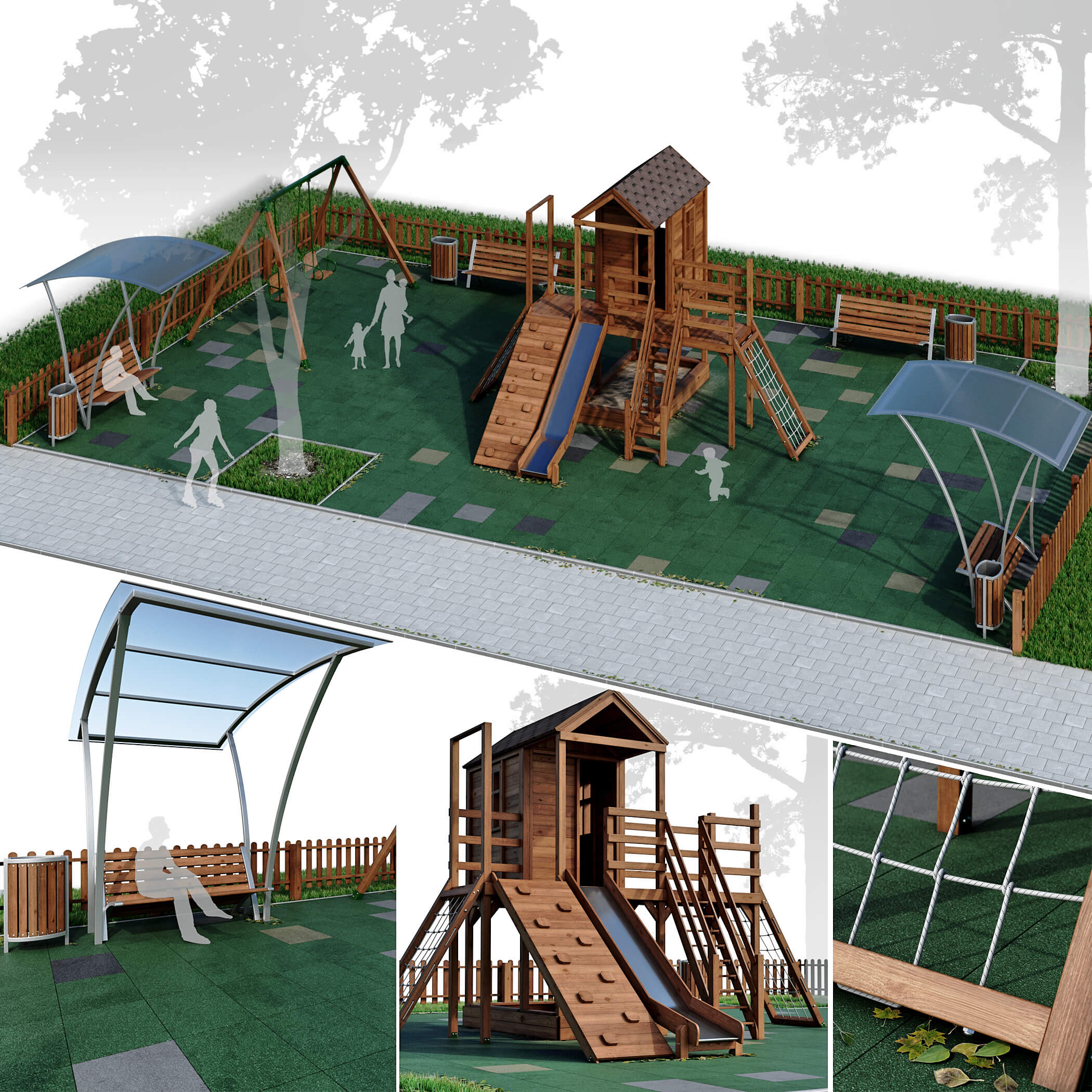 Forest House森林木屋主题儿童乐园 儿童游乐场3D模型（OBJ,FBX,MAX）