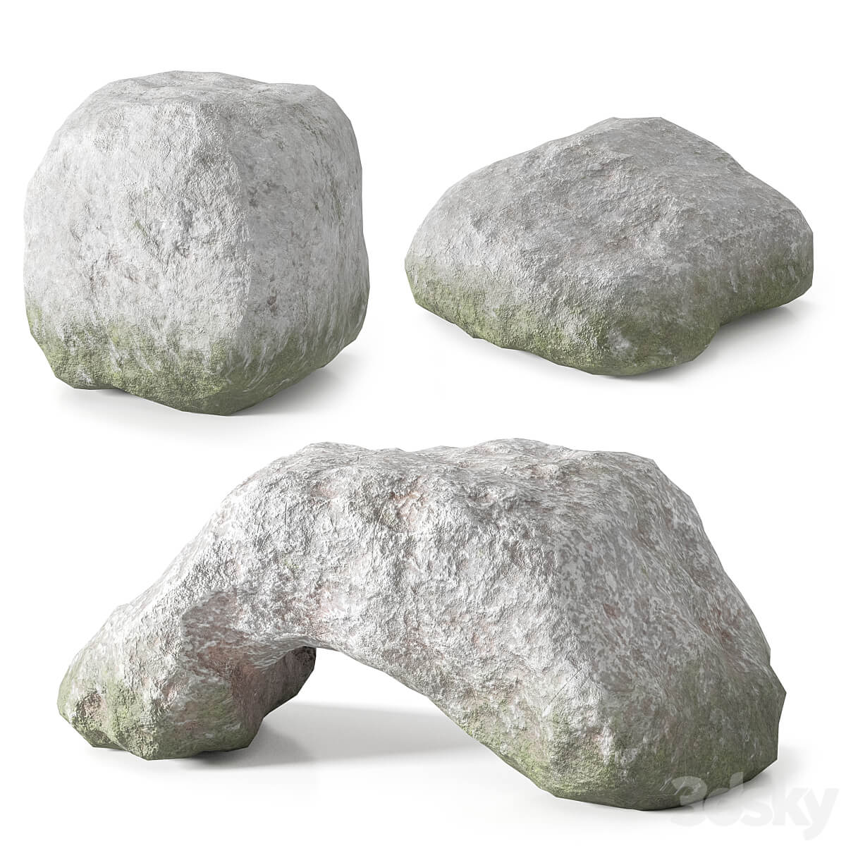 大石头 岩石low poly 3D模型（OBJ,MAX）