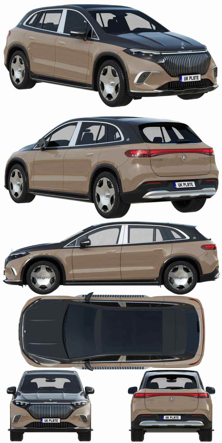 奔驰Mercedes-Benz EQS Maybach SUV汽车3D模型（OBJ,FBX,MAX）