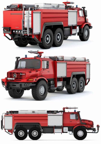 2022奔驰Mercedes-Benz Zetros 2733消防车3D模型（OBJ,FBX,MAX）