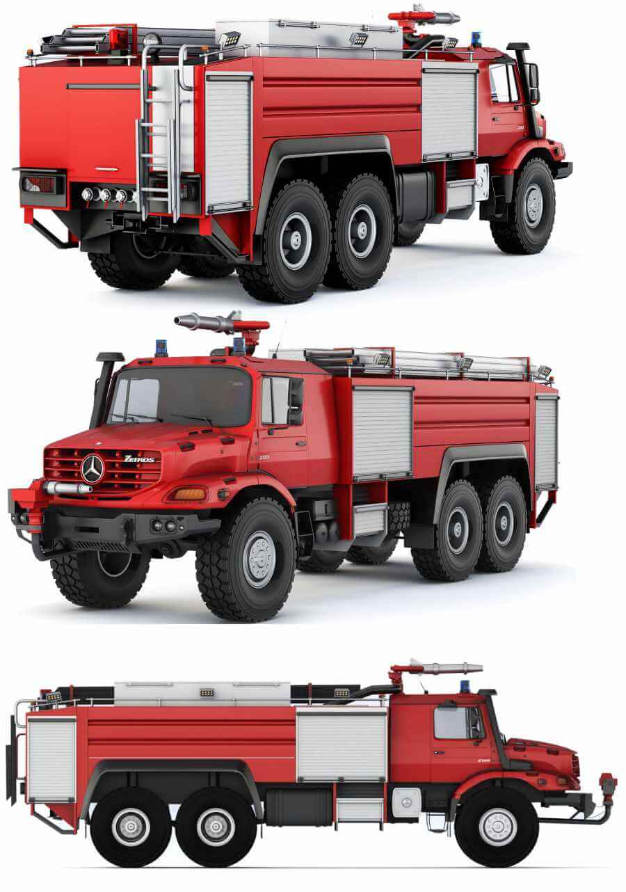 2022奔驰Mercedes-Benz Zetros 2733消防车3D模型（OBJ,FBX,MAX）