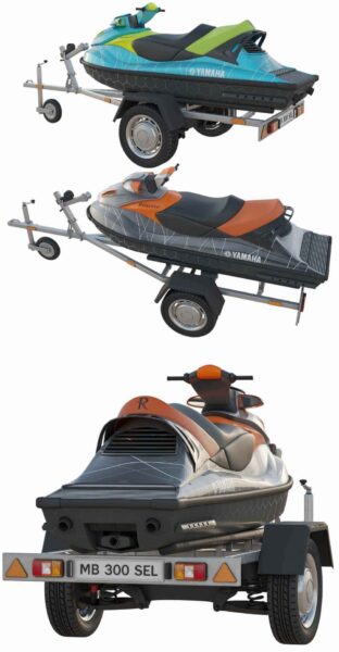 拖车上的YAMAHA水上摩托艇3D模型（FBX,MAX）