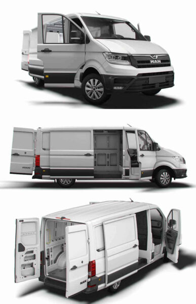 带内饰的2023 MAN TGE Panel L2H1厢式货车 汽车3D模型（OBJ,FBX,MAX,LWO,C4D）