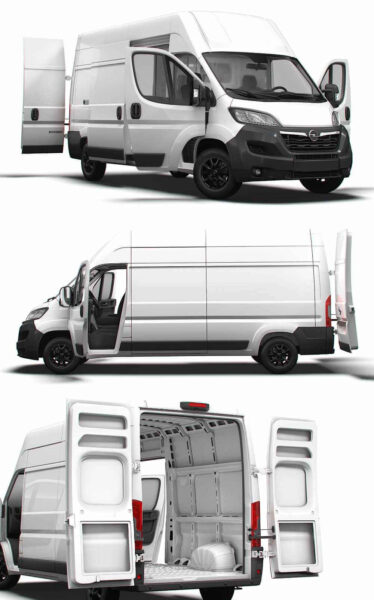 带内饰的2023款Opel Movano L3H3厢式货车 汽车3D模型（OBJ,FBX,MAX,LWO,C4D）