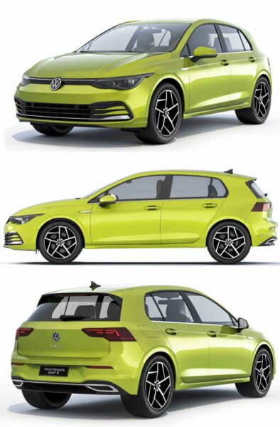 2019款大众Volkswagen Golf VIII汽车3D模型（OBJ,FBX,MAX）