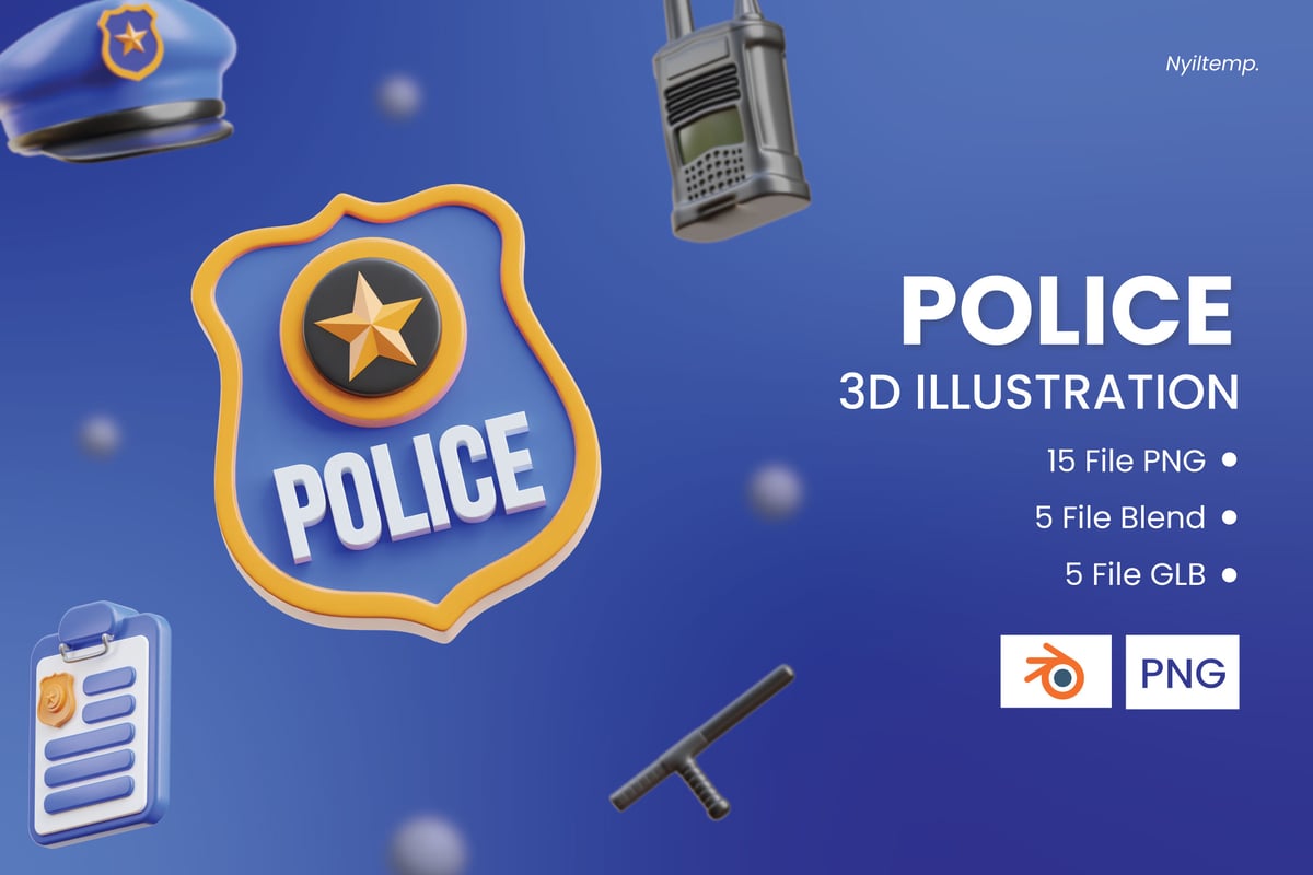 警察 3D 图 (PNG,Blend,GLB)