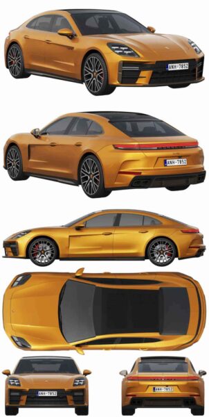 2024款保时捷Porsche Panamera Turbo E-Hybrid跑车 汽车3D模型（OBJ,FBX,MAX）