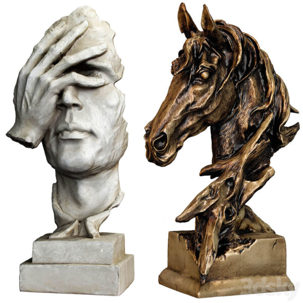 人脸和马头雕像3D模型（OBJ,MAX）