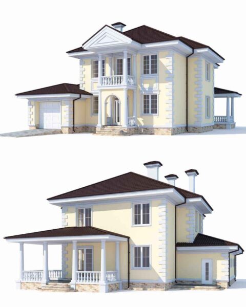 带车库的双层房屋 住宅 建筑3D模型（FBX,MAX）