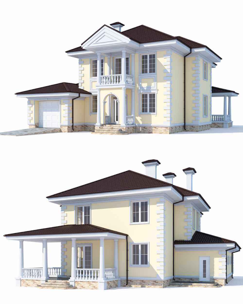带车库的双层房屋 住宅 建筑3D模型（FBX,MAX）