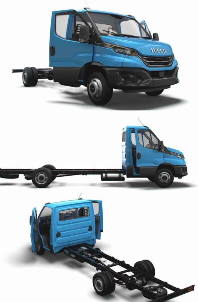 带内饰的2023 Iveco Daily Single Cab L5 Chassis卡车3D模型（OBJ,FBX,MAX,LWO,C4D）